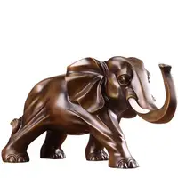 ウッドカラー象の置物樹脂工芸品2021 EstatuasDeElefanteホームオフィスデスクトップの装飾アンティーク象の彫像