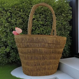 Sac à main tissé à pompons pour femme, style français, pour les sorties estivales, les séances photo, les vacances, la plage, avec fermeture éclair, en velours peau de pêche, Tanjing - Product Image 2