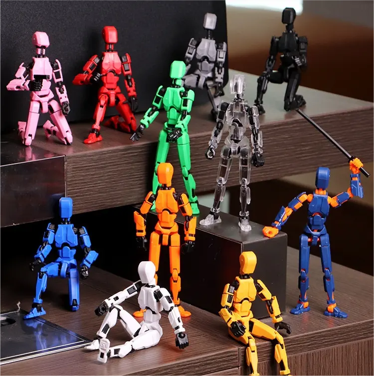 Figura de juguete T13, resina impresa en 3D, bajo MOQ, juguete ficticio de robot popular, muestra de figuras de acción ficticias T13 negras y rojas