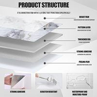 Panneaux muraux autocollants en marbre imperméables pour cuisine, salle de bain, salon - Design moderne, épaisseur 2,5 mm, colorés