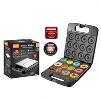 Machine à Donuts Électrique Domestique en Aluminium 1400W, Chauffage Double Face, Antiadhésive, Nettoyage Facile, Mini Machine à Gâteaux et Crêpes pour Repas Légers et Conviviaux