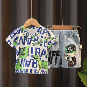 Miễn phí Thuế chúng tôi Boys' mùa hè đẹp trai phong cách phương Tây trẻ em ăn mặc trực tuyến nổi tiếng bé thời trang hai mảnh quần áo - Product Image 2