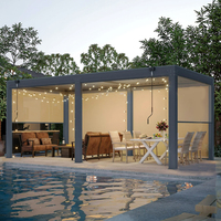 Pergola en aluminium personnalisée Pergola de piscine imperméable à l'eau auvent persienne toit extérieur de luxe Gazebo avec bande de LED