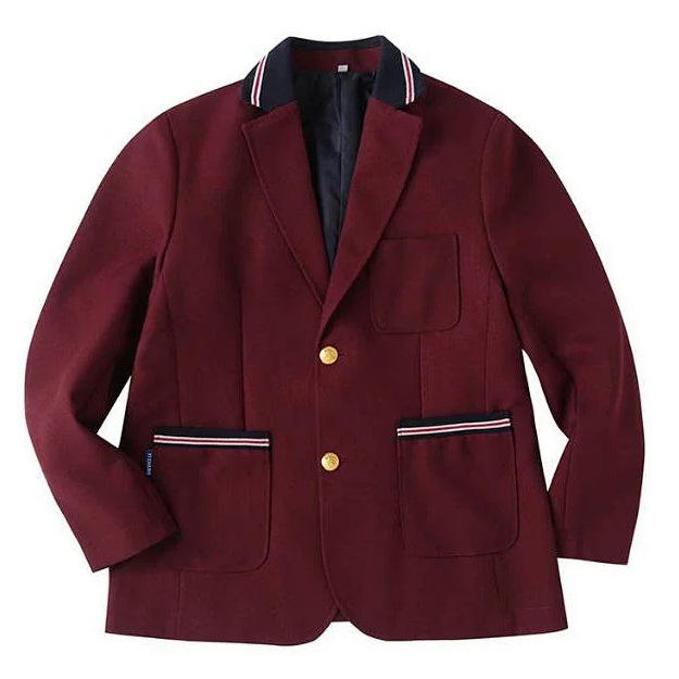 Custom Logo Maroon Black Classic School Blazer Comfort Formal