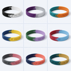 สายรัดข้อมือซิลิโคนแบบสองสี แบ่งส่วนได้ พร้อมโลโก้แบบนูน ปลอดสาร BPA สำหรับองค์กรเพื่อการกุศล ใช้ในกิจกรรมรณรงค์สุขภาพ - Product Image 1