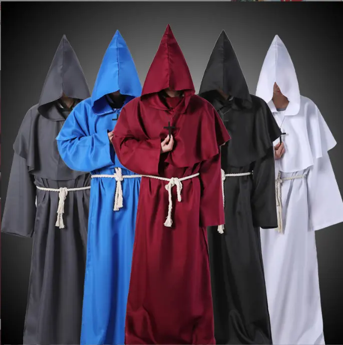 High Quality Most Popular Priest Outfits Cloak Hood Monk Priest Robe Wizard Medieval Costume