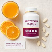 Complément multivitaminé quotidien pour adultes, 60 comprimés avec vitamine C, vitamine E et niacinamide, saveur orange