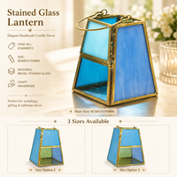 Lanterne géométrique miniature en verre teinté faite à la main pour centre de table de mariage, décoration de table de banquet, porte-bougie en laiton de 4,3 pouces, vente en gros