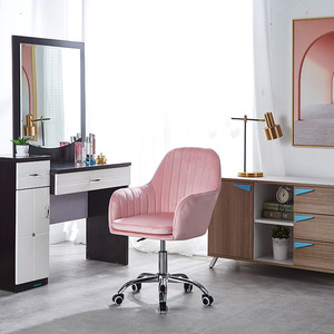 Silla <span class=keywords><strong>de</strong></span> Oficina Moderna <span class=keywords><strong>de</strong></span> Terciopelo para <span class=keywords><strong>Niñas</strong></span>, con Reposabrazos Fijos, Altura Ajustable, Base Giratoria <span class=keywords><strong>de</strong></span> Hierro, Silla <span class=keywords><strong>de</strong></span> Maquillaje para Hogar/Oficina/Dormitorio - Product Image 6