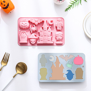 Molde de Silicona <span class=keywords><strong>para</strong></span> Halloween, Molde <span class=keywords><strong>para</strong></span> Hornear de Grado Alimenticio con 8 Cavidades <span class=keywords><strong>para</strong></span> Pastel, Chocolate, Dulces, con Formas de Calabaza, Castillo, Momia y Lápida - Product Image 4