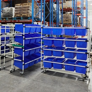 Carro Móvil de Recogida y Clasificación para Almacén con Ruedas, Construcción de Tubo de Acero, Diseño Multifuncional Ajustable - Product Image 5