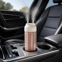 Humidificateur de voiture ultrasonique USB 500 ml à double buse, anti-brûlure à sec, compact, pour porte-gobelet, idéal pour les longs trajets, les hôtels et les chambres