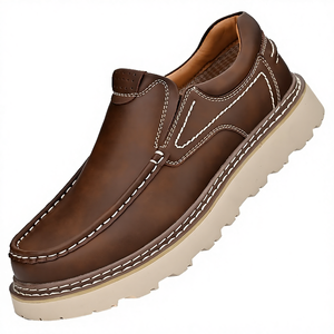 Zapatos Mocasines Planos de Cuero Genuino para Hombre, Hechos a Mano, Transpirables, Antideslizantes, para Oficina, Carrera, Talla Grande para Adultos - Product Image 4