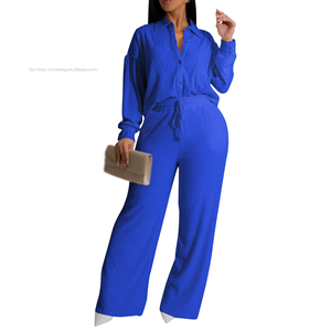 Women's Long-Sleeve Ruched Casual Shirt & Elastic Waist Straight-Leg <b>Pants</b> Two-Piece Set Fashion - Product Image 6