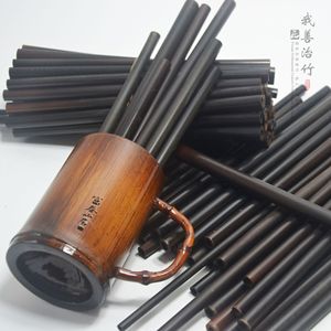 Natural <b>Bamboo</b> <b>Straws</b> Deep Carbonization Reusable Eco Friendly For Drinking Water Juice Coffee Stirring Sticks Solid Color ZX 03 - Product Image 2