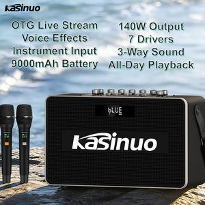 Enceinte Bluetooth d'extérieur haute puissance Kasinuo, batterie 9000 mAh, poignée télescopique, roues, boîtier en bois massif et cuir - Product Image 2