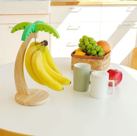 Support de rangement créatif pour fruits en bois massif, présentoir suspendu en fil métallique pour bananes, pour salon et bureau