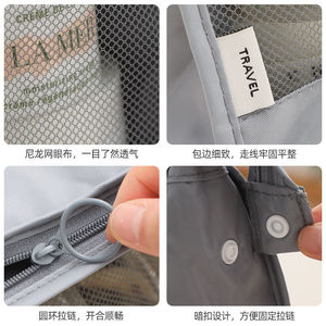 Travel <b>Toiletry</b> Bag 26x8x15cm Hook Type Mesh Transparent Canvas Minimalist Multifunction Large Capacity Bathroom <b>Storage</b> - Product Image 4