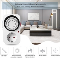 Relais temporisé programmable mécanique, prise EU, minuterie à brancher, 230V 16A IP20, 48 programmes, réglage max. 1 semaine, CE