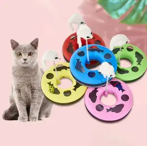 Lustige Katzen spielzeug drei schichtig mit Maus und Ball Plattenspieler Katze Interaktives Spielbrett mit Maus und Ball Haustier liefert Katzen spielzeug