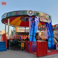 Manège Tagada fixe 24 places avec large auvent d'ombrage et disques disco, machine de jeu familiale pour utilisation extérieure à long terme