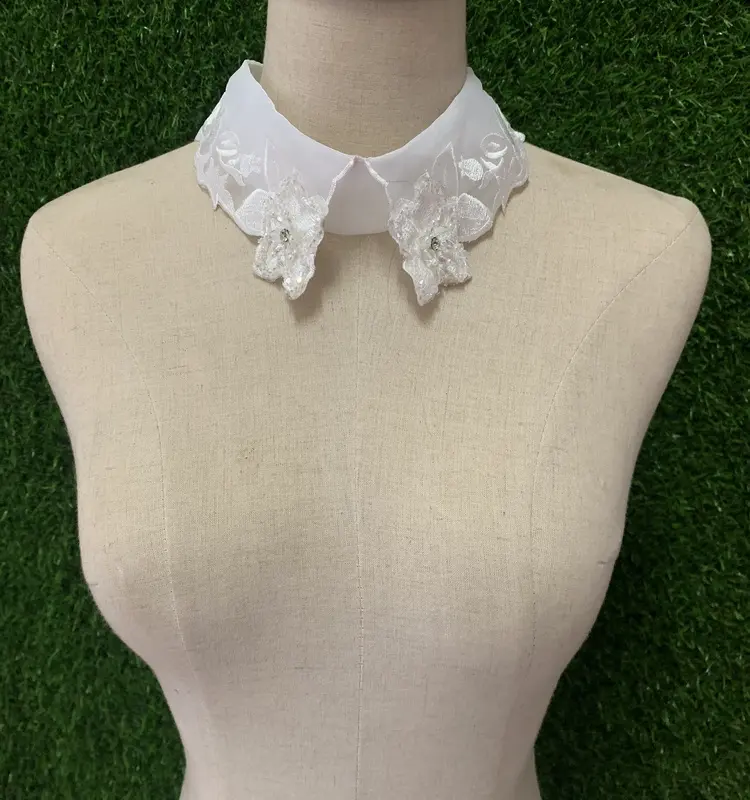 Garment accessory polyester cotton embroidery neck lace collar lace