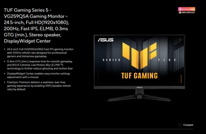 Monitor para Juegos ASUS TUF Gaming VG259Q5A de 24.5 Pulgadas, FHD, IPS Rápido, 200 Hz, 0.3 ms (GTG), Compatible con FreeSync Premium/G-Sync - Product Image 6