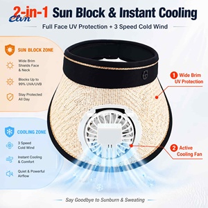 Casquette de sport <span class=keywords><strong>d</strong></span>'extérieur unisexe avec ventilateur intégré, protection solaire <span class=keywords><strong>d</strong></span>'été, 3 vitesses, réglable, légère et polyvalente - Product Image 2
