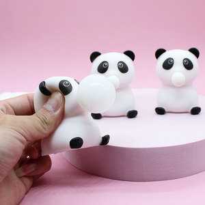 Wholesale Portable Durable Rubber Panda <b>Bubble</b>-Blowing Squeeze Toy Creative Design for <b>Kids</b> and Office Decor Stress-Relieving - Product Image 1