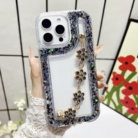 Étui de téléphone tendance avec détails floraux élégants, étui scintillant pour Redmi Note 14 Pro A5 A1 13 pour G54 S84 G55 G35 avec cordon