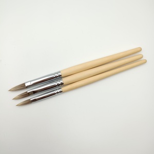 Nuevo pelo de animal imitado <span class=keywords><strong>Kolinsky</strong></span> mango de madera de bambú cepillo de uñas acrílico prensado - Product Image 5