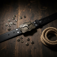 Cinturón de Cuero PU Estilo Vaquero Clásico Vintage con Hebilla de Toro Longhorn de Aleación, Moderno y Juvenil para Hombre