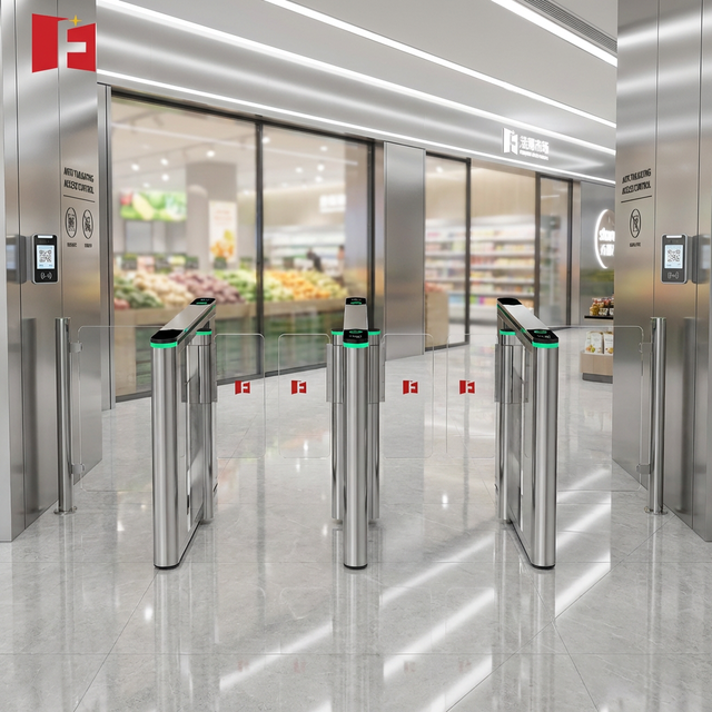 Anti-tailgating Turnstiles Speed Gate AUTO High Performance QR Code Access Control Stainless Steel Supermarket Swing Gate IP54