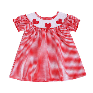 Happy Luoka ODM Boutique Cute Summer Red Heart Baby Girl Dresses - Product Image 1