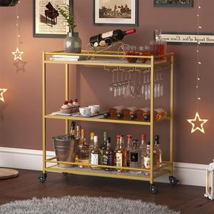 होटल और रसोई सेवाओं के लिए आधुनिक 3-स्तरीय हटाने योग्य बार गाड़ी धातु शराब और पेय ट्रॉली - Product Image 3