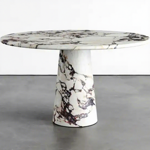 Newstar meubles de luxe en marbre naturel pierre Calacatta alto marbre moderne rond en marbre ensemble de <span class=keywords><strong>table</strong></span> à manger pour salle à manger - Product Image 1