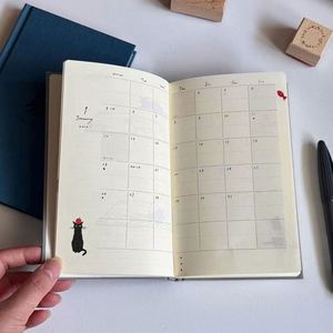 Agenda Semanal 2026 con Ilustración de Gato, Tapa Dura, Lista de Tareas, Planificador de Gestión del Tiempo, Cuaderno B6 de Alta Gama - Product Image 3