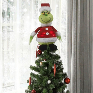 2025 Light Grinc Plush Lint Ornament Luxury <b>Christmas</b> LED Green Monster Elf Doll 76*26*16 cm <b>Tree</b> <b>Topper</b> Sets Decoration - Product Image 3