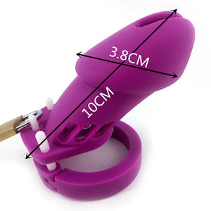 Longue taille 10*3.8cm Silicone Cock Cage doux gode oiseau verrouillé pénis anneau Cage, Silicone souple coq cage mâle dispositifs de chasteté - Product Image 2