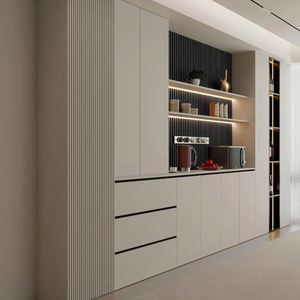 Buffet moderne simple et luxueux en bois massif avec rangement à vin intégré, armoire murale pour salle à manger, salon, rangement - Product Image 1