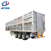Semi-remorque de transport de bétail et de volailles AoTong de haute qualité, robuste, 3 essieux, 60 tonnes, 40 pieds, avec clôture