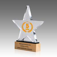 Trophée Étoile en Cristal Noble avec Socle en Bois Gravé sur Mesure pour Récompense d'Employé, Cadeau d'Anniversaire de Longue Service, Décoration de Bureau