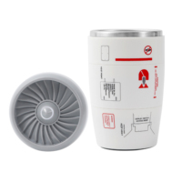 Mug isotherme en acier inoxydable de 350 ml en forme de moteur d'avion, idéal comme cadeau d'entreprise