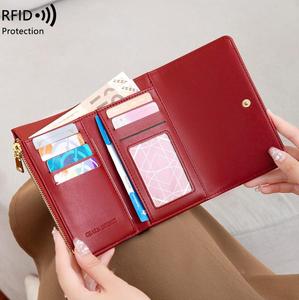 Cartera de Cuero Roja de Lujo para Mujer, Cartera de PU para Mujer, Cartera de Gran Capacidad con Tarjetero, Cartera para Mujer - Product Image 6