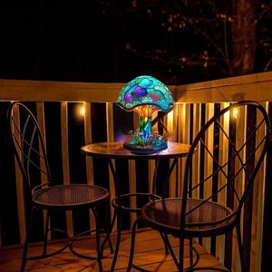 Lampe de table en résine peinte en forme de champignon, alimentée par LED E26, veilleuse de style bohème rétro, vente en gros - Product Image 3