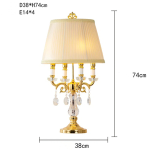Lampe de Table avec pilier en cuivre et soie, sans fil, perles de cristal, éclairage de chevet, luminaire décoratif d'intérieur, idéal pour un bureau - Product Image 2