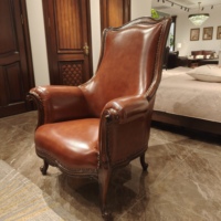 Canapé de salon rétro américain de luxe, fauteuil de salon, cadre en bois massif sculpté, fauteuil à dossier haut, pour salon et chambre à coucher