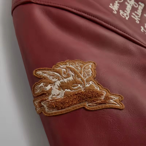 جودة عالية الرقبة بو الجلود سترة تنفس الشتاء المطرزة الحروف خمر الشارع الشهير العصرية venille - Product Image 5