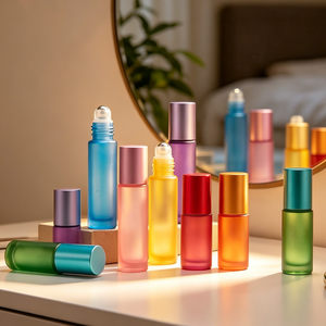 Mini Botella de Vidrio Esmerilado de 5ml/10ml, Personalizable en Color, para Muestras de Aceites Esenciales, Perfume de Bolsillo, Set de Regalo - Product Image 2