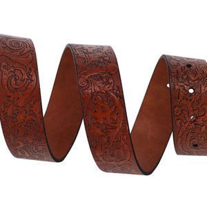 Cinturón Hip Hop de Cuero Vacuno Genuino con Hebilla Automática Tallada al por Mayor para Hombre, Diseño de Vaqueros Estampado - Product Image 4